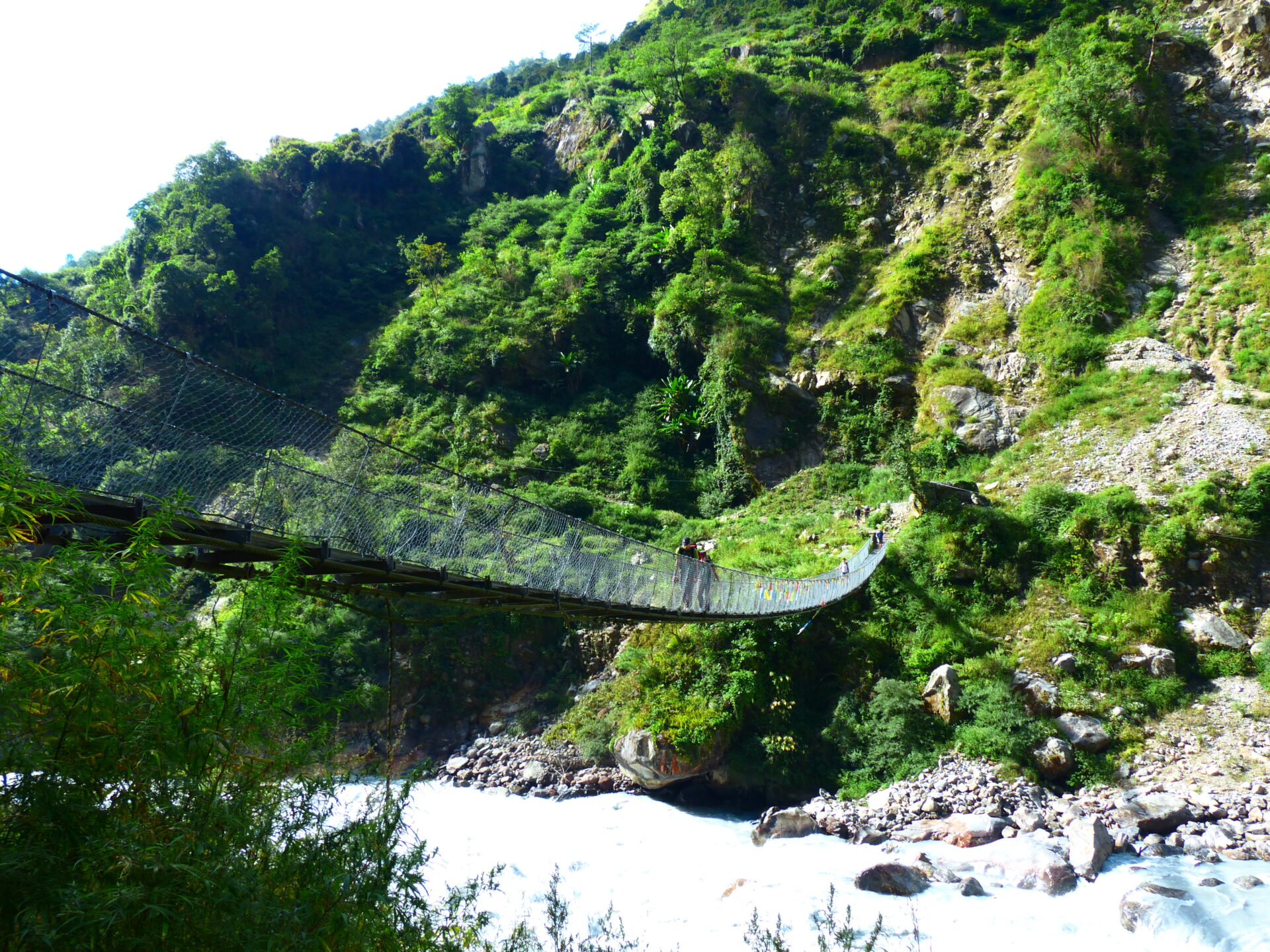 Pont suspendu du trek du tour des Annapurnas